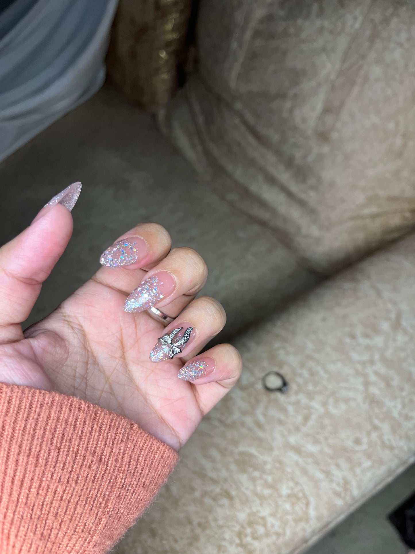 METALLIC BOW SET (Natural pink base)