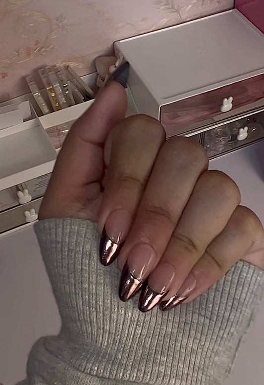 PINK CHROME MIRROR FRENCH SET