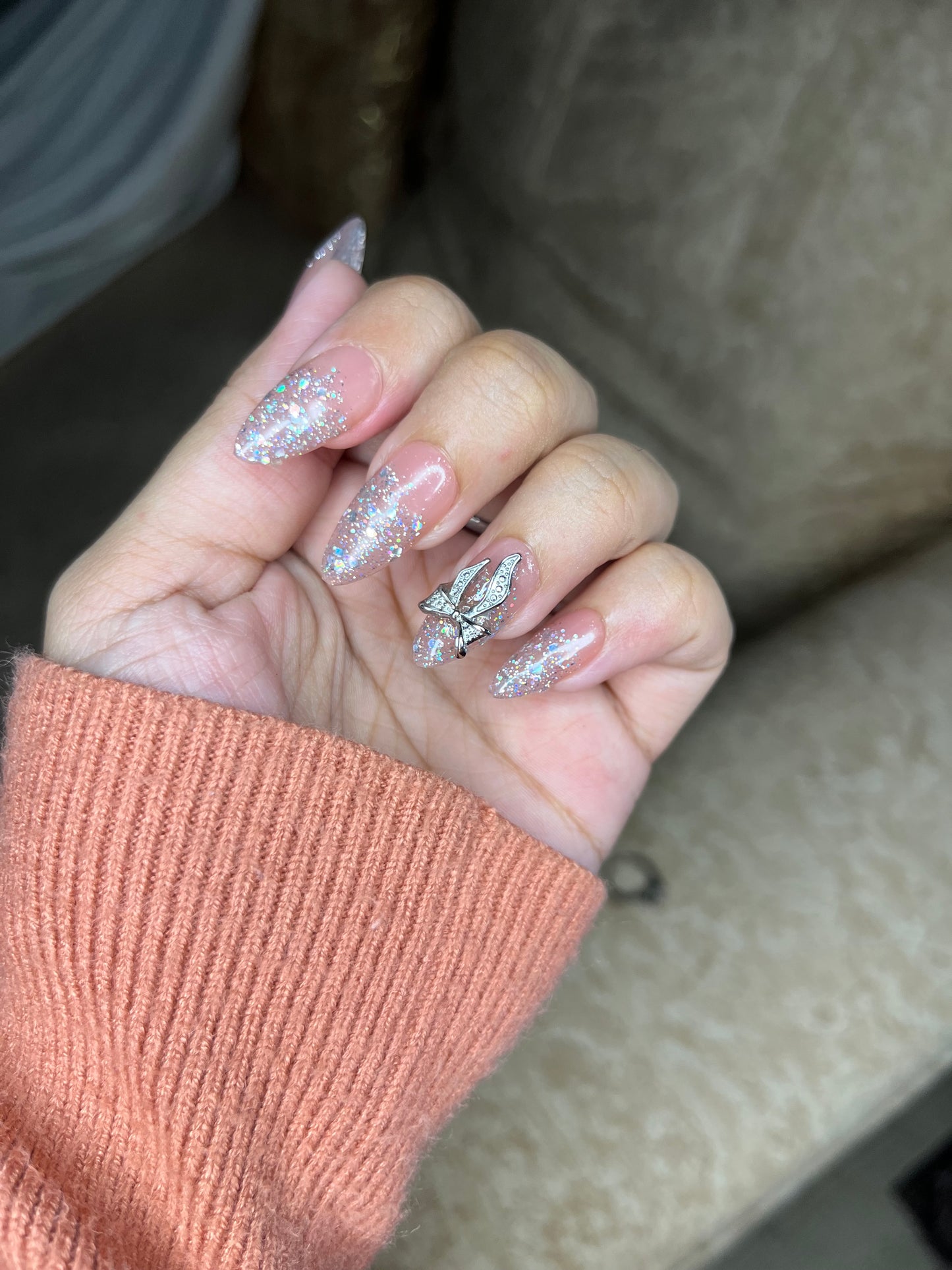 METALLIC BOW SET (Natural pink base)