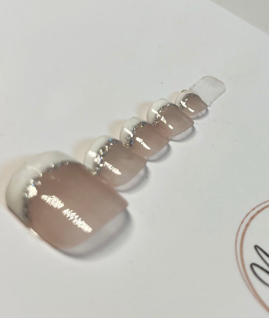 FRENCH GLITTER (silver) TOE NAILS