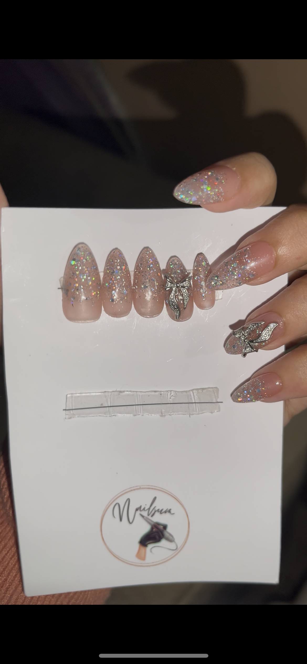 METALLIC BOW SET (Natural pink base)