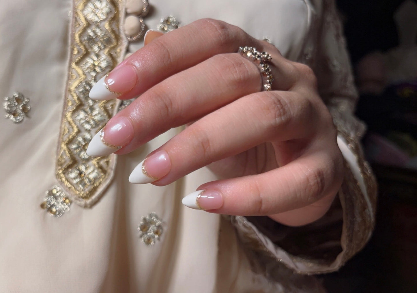 CREAM FRENCH WITH GLITTER (COOL GOLD) SET