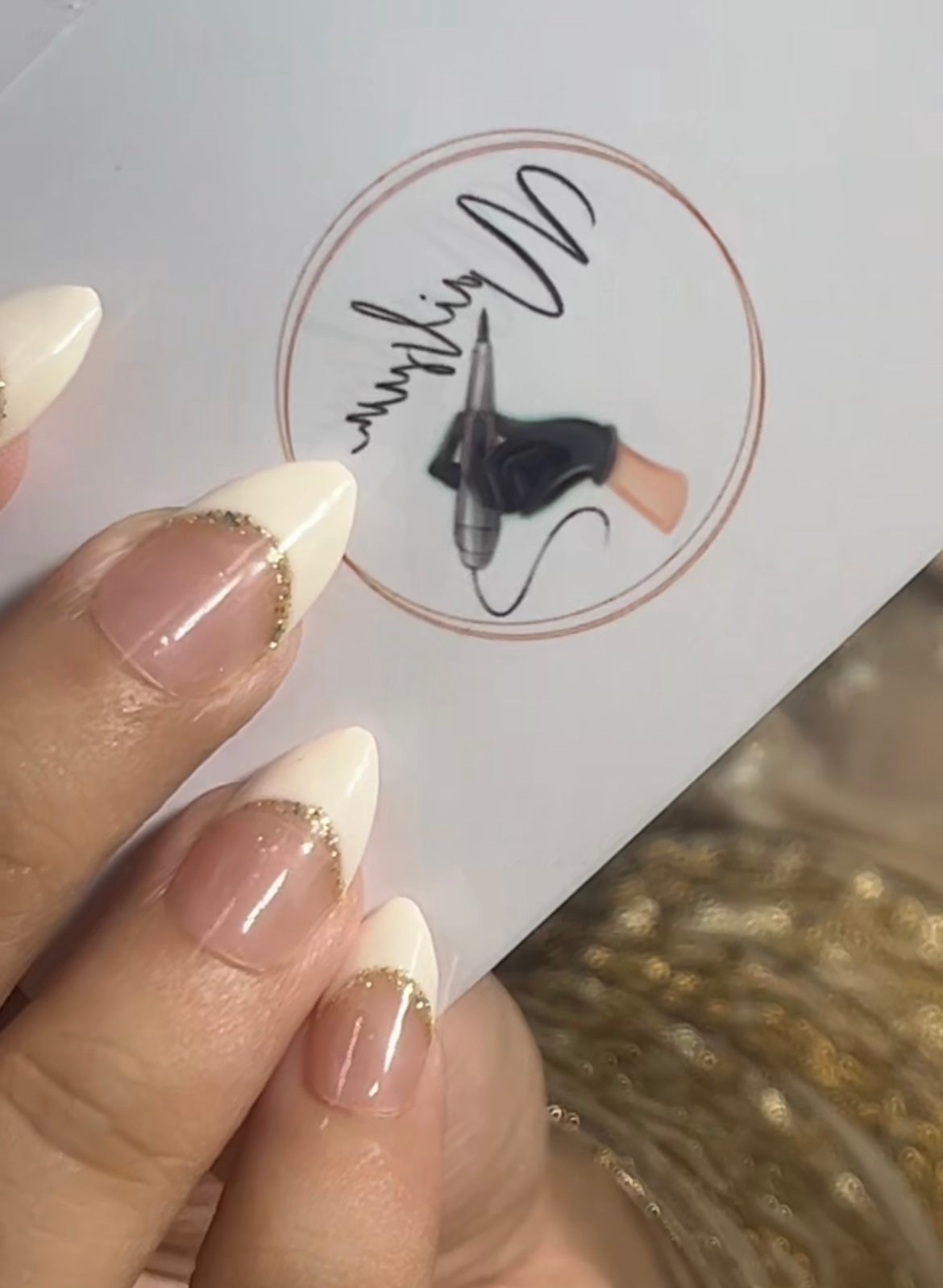CREAM FRENCH WITH GLITTER (COOL GOLD) SET