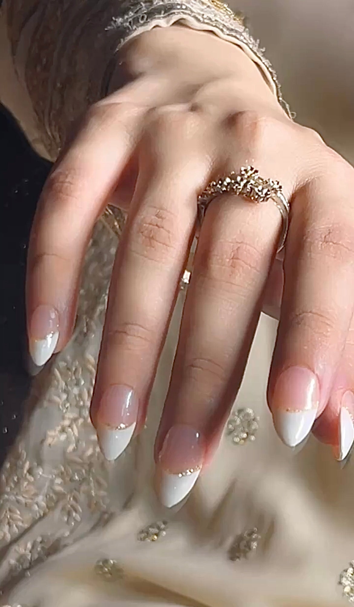 CREAM FRENCH WITH GLITTER (COOL GOLD) SET