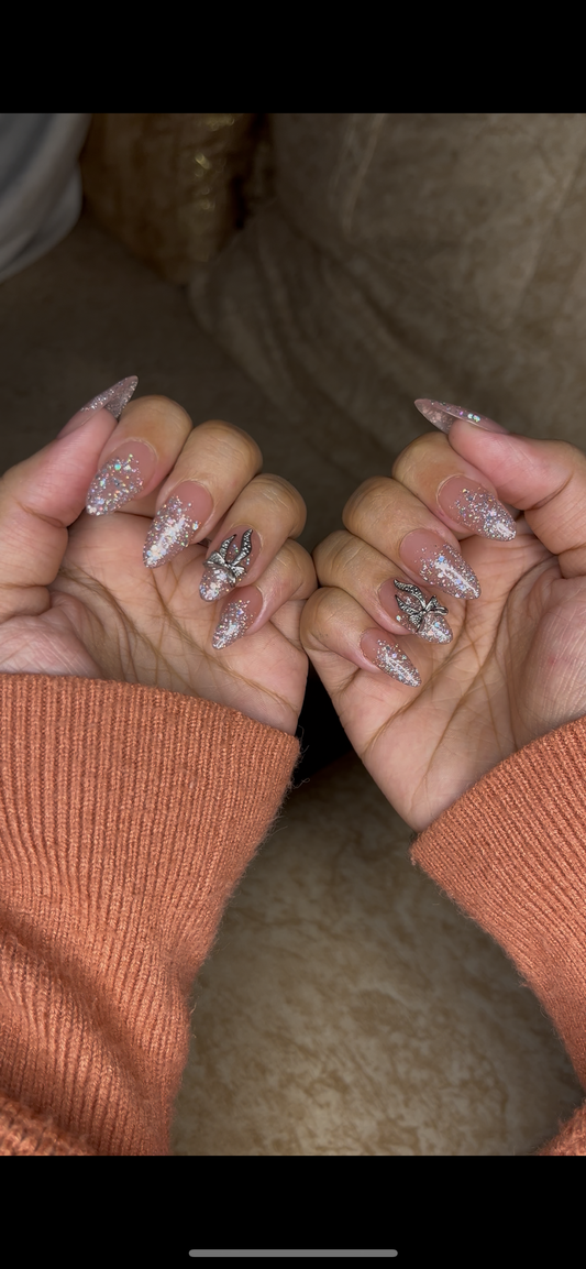METALLIC BOW SET (Natural pink base)